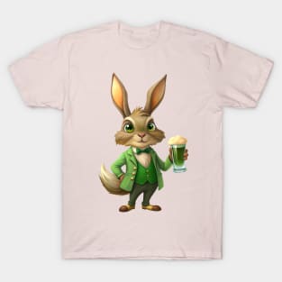 St. Patrick's Day Happy Hour: Pint-Holding Hare T-Shirt